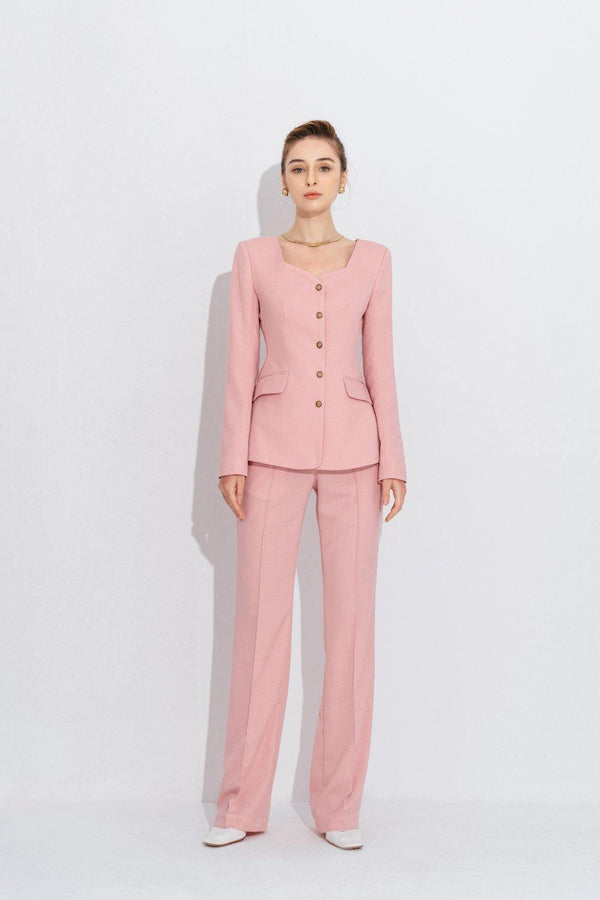 Irina Sweet Heart-Neck Suit Jacket