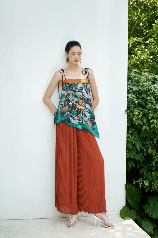 Celia Pleated Chiffon Pants