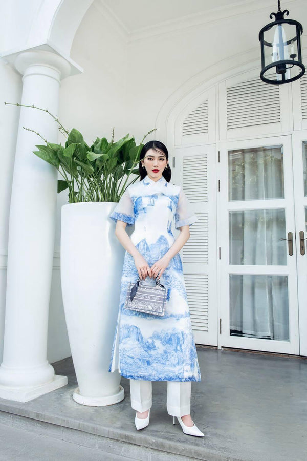 Fidelia Pleated Neck Ao Dai