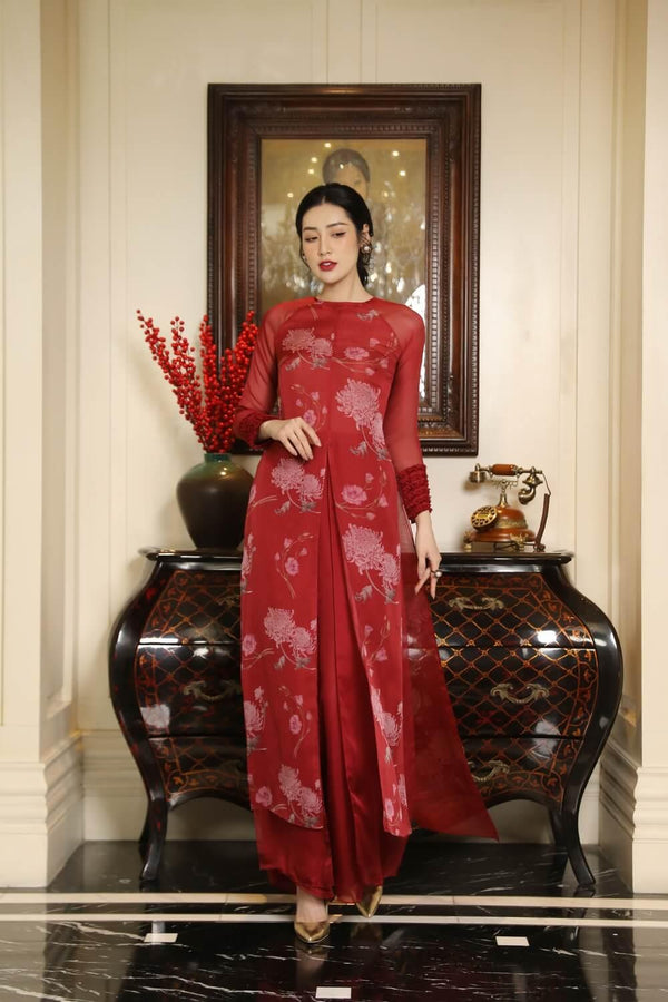 Kathryn Round Neck Ao Dai