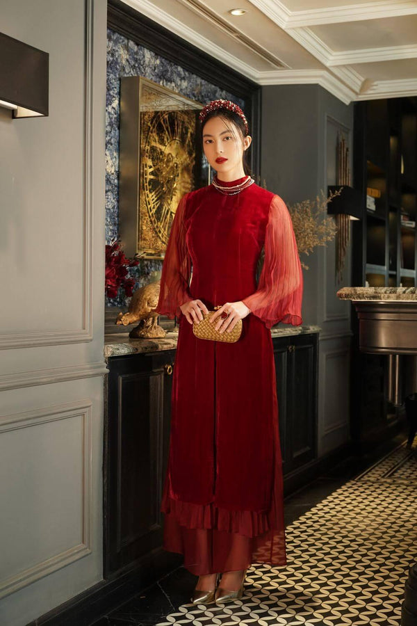 Rosalind Pleated Sleeves Ao Dai